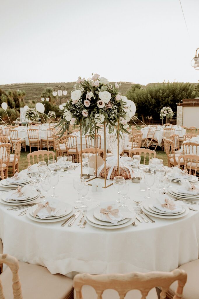 The beautifully decorated tables before the wedding feast | Esthesis Events