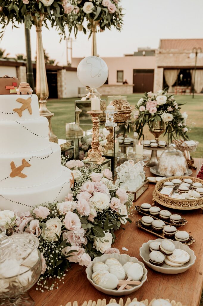 The wedding cake and the desserts before the wedding feast | Esthesis Events