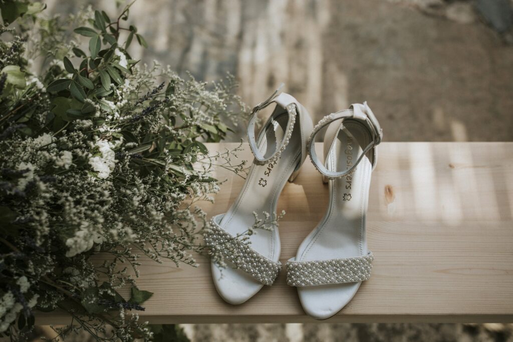 A detail shot of Jodie's wedding shoes. | Esthesis Events A detail shot of Jodie's wedding shoes. | Esthesis Events