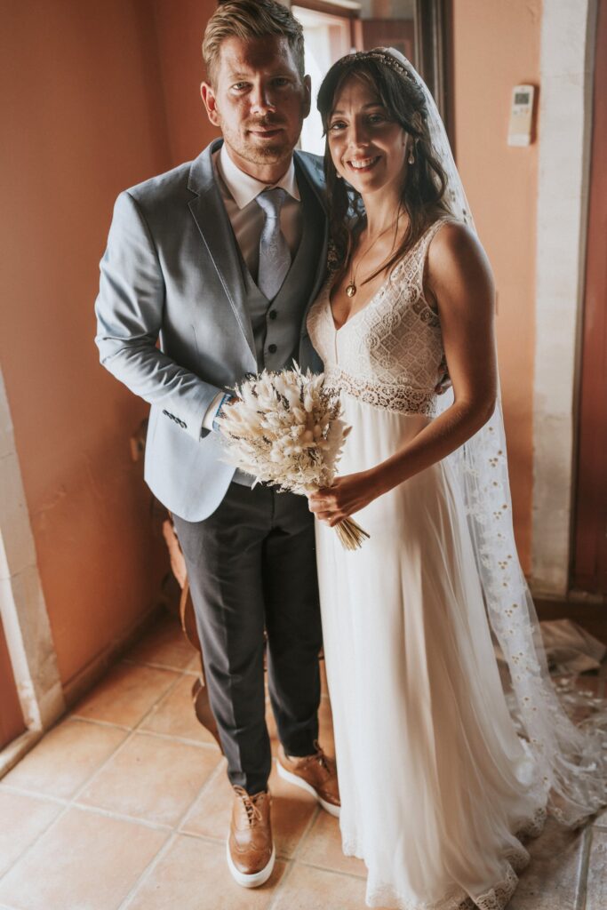 A portrait of Jodie in her wedding dress, posing with a loved one. | Esthesis Events" A portrait of Jodie in her wedding dress, posing with a loved one. | Esthesis Events"
