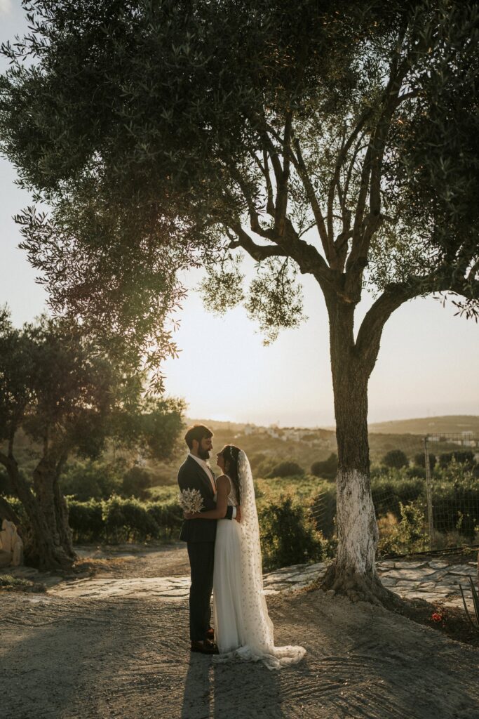 Michael and Jodie posing under the olive trees at the sun-drenched Agreco Farm. | Esthesis Events Michael and Jodie posing under the olive trees at the sun-drenched Agreco Farm. | Esthesis Events