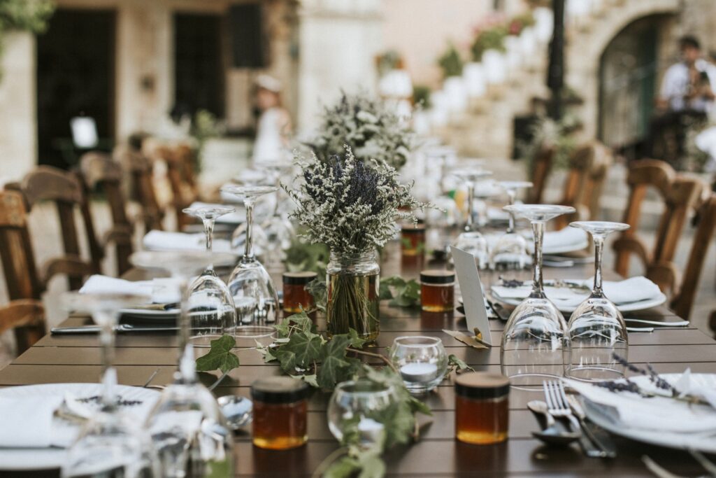 Detailed wedding tablescape and floral centerpieces at Agreco Farm. | Esthesis Events Detailed wedding tablescape and floral centerpieces at Agreco Farm. | Esthesis Events