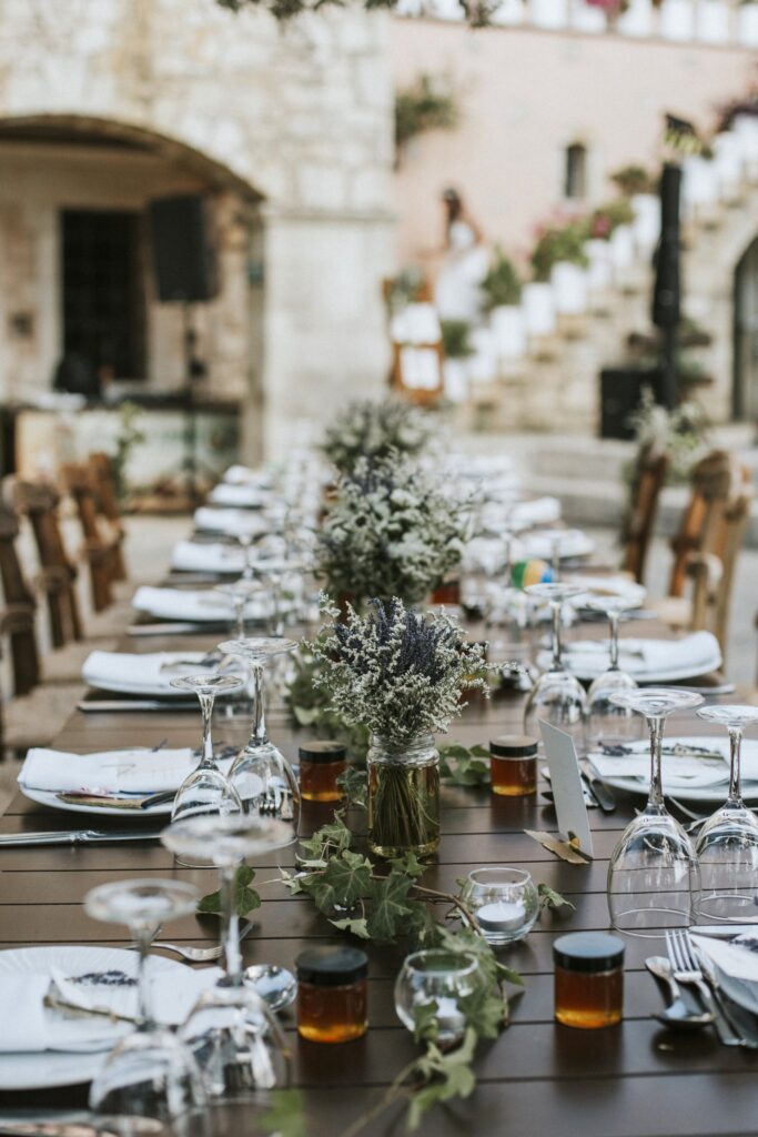 Detailed wedding tablescape and floral centerpieces at Agreco Farm. | Esthesis Events Detailed wedding tablescape and floral centerpieces at Agreco Farm. | Esthesis Events
