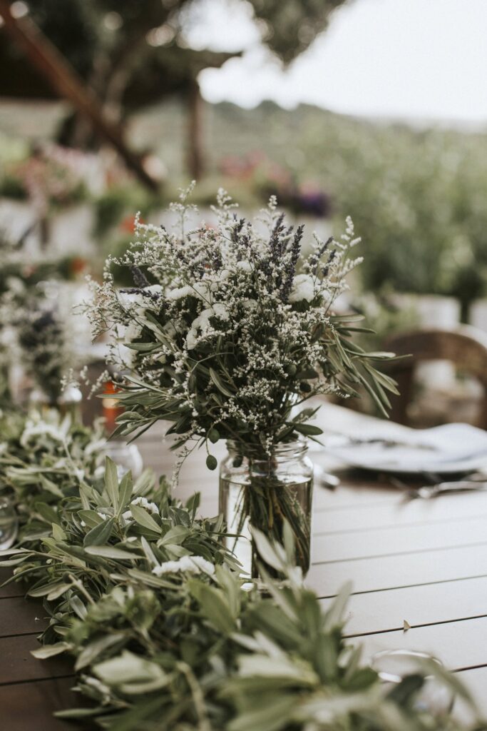 Boho floral table centerpiece at Agreco Farm. | Esthesis Events Boho floral table centerpiece at Agreco Farm. | Esthesis Events