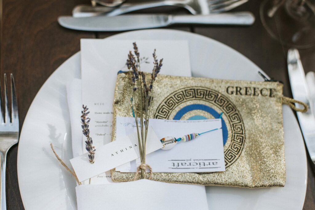 Wedding tablescape with menu, flowers and favors at Agreco Farm. | Esthesis Events Wedding tablescape with menu, flowers and favors at Agreco Farm. | Esthesis Events