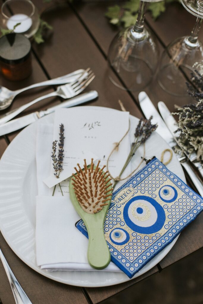 Wedding tablescape with menu, flowers and favors at Agreco Farm. | Esthesis Events Wedding tablescape with menu, flowers and favors at Agreco Farm. | Esthesis Events