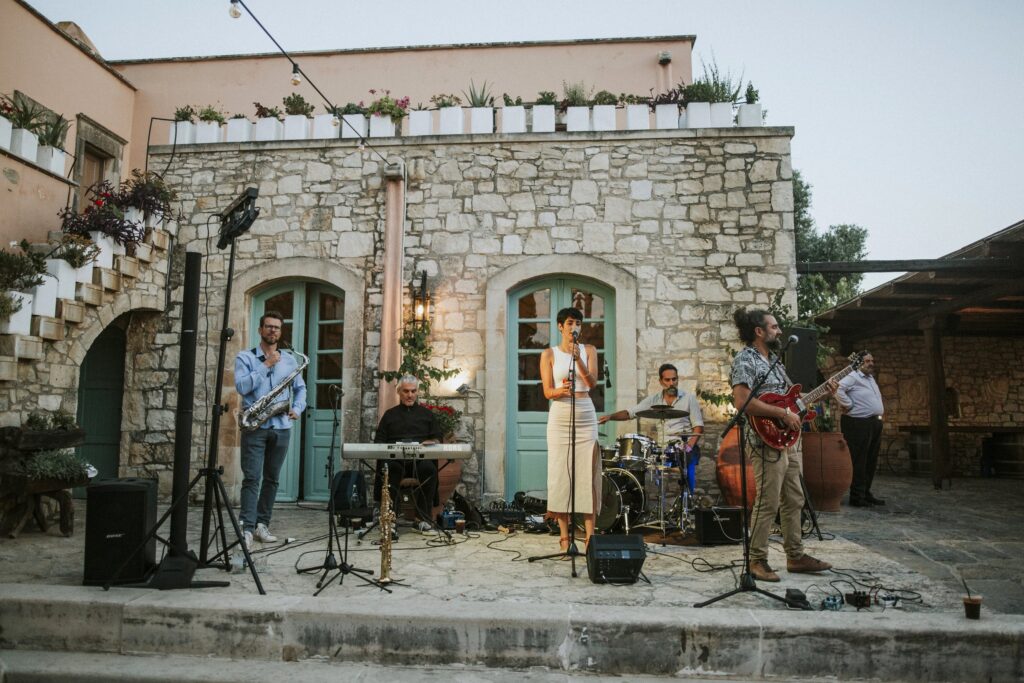 Band performing at the Agreco Farm wedding party. | Esthesis Events Band performing at the Agreco Farm wedding party. | Esthesis Events