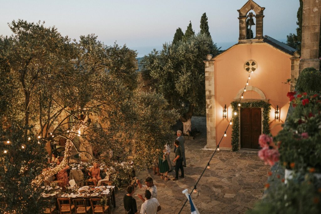 Outdoor wedding reception feast setup at Agreco Farm. | Esthesis Events Outdoor wedding reception feast setup at Agreco Farm. | Esthesis Events