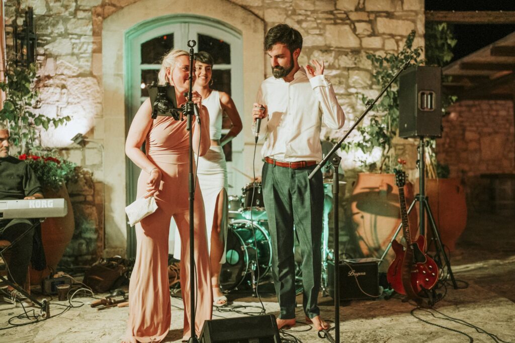 Michael and a friend singing wedding karaoke. | Esthesis Events Michael and a friend singing wedding karaoke. | Esthesis Events